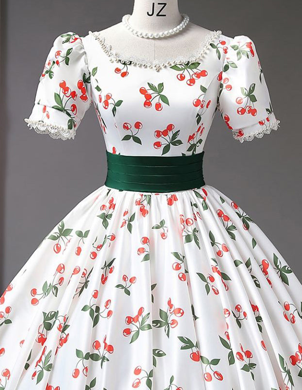 Woman long floral ball gown,printed satin evening dress