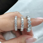 3mm Round Cut Moissanite Fishtail Set Eternity Band Ring Deluxe Fine Jewelry