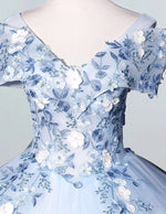 Blue Off-Shoulder Lace Tulle Evening Gown | Women's Prom & Bridesmaid Dress