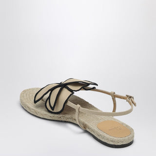 Sandal In Sand Color With Flower - By Baano