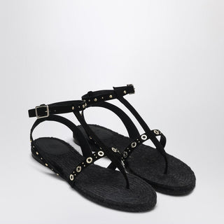 Low-heeled Black Pati With Studs - By Baano