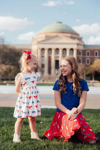 SMU Red Mustang Ruffle Twirl Skort - By Baano