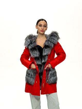 Genuine Silver Fox Fur Rabbit Fur Insulated Parka - By Baano