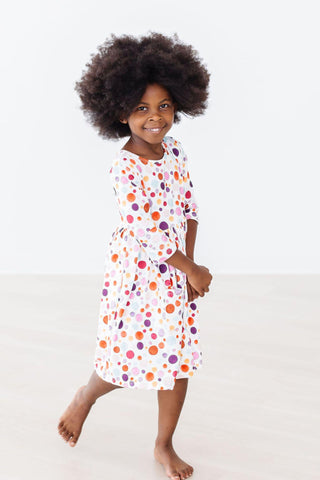 SALE Watercolor Pebbles 3/4 Sleeve Pocket Twirl Dress - By Baano