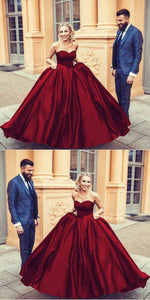Nave blue long satin ball gown wedding gown burgundy prom dress evening gown bridal dress