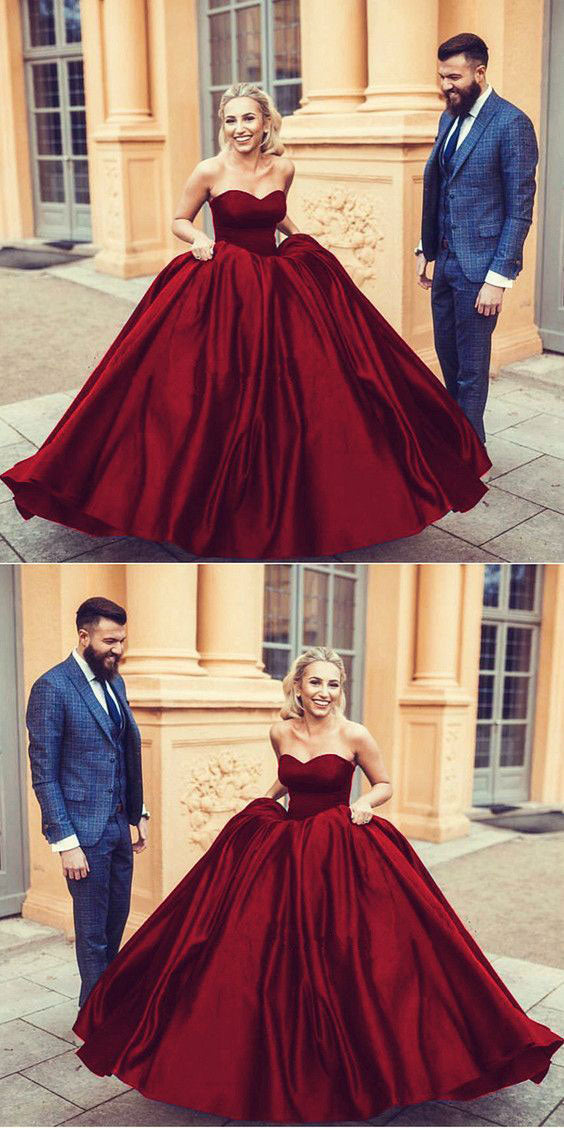 Nave blue long satin ball gown wedding gown burgundy prom dress evening gown bridal dress