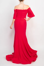Jovani Off - The - Shoulder Crepe Bodycon Gown - Glamourous Grace
