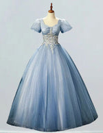 Elegant Boat Neck Beaded Lace Tulle Evening Gown | Girls' Prom & Bridesmaid Dress