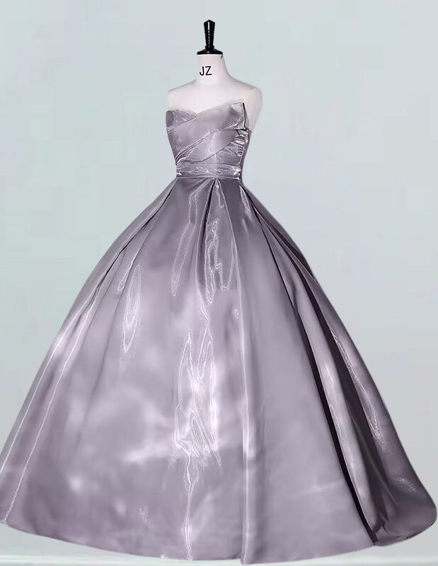 Women's Satin Sweetheart Prom Dress | Pleated Corset Ball Gown | Elegant Evening Wear
