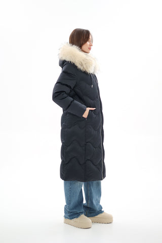 Genuine Fur Trim Down Fill Coat - By Baano