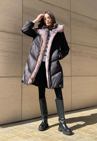 Léa Genuine Silver Fox Down Fill Puff Parka - By Baano