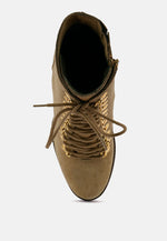 Goose-Feather Antique High Heeled Ankle Boot