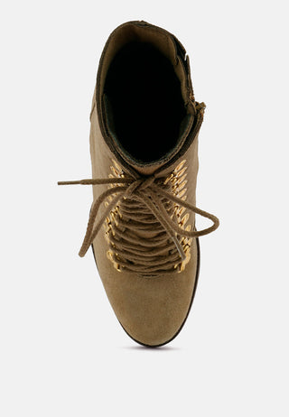 Goose-Feather Antique High Heeled Ankle Boot