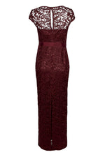 Adrianna Papell Boat Neck Cap Sleeve Tie Front Zipper Back Lace Gown - Glamourous Grace