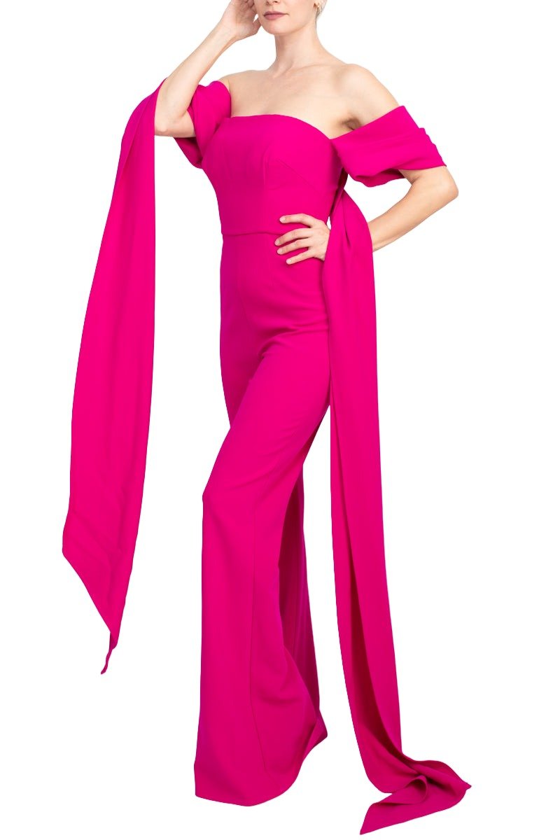 Jovani Off The Shoulder Scuba Crepe Prom Jumpsuit - Glamourous Grace