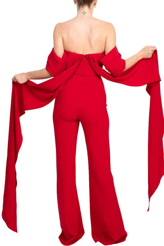 Jovani Off The Shoulder Scuba Crepe Prom Jumpsuit - Glamourous Grace