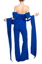 Jovani Off The Shoulder Scuba Crepe Prom Jumpsuit - Glamourous Grace