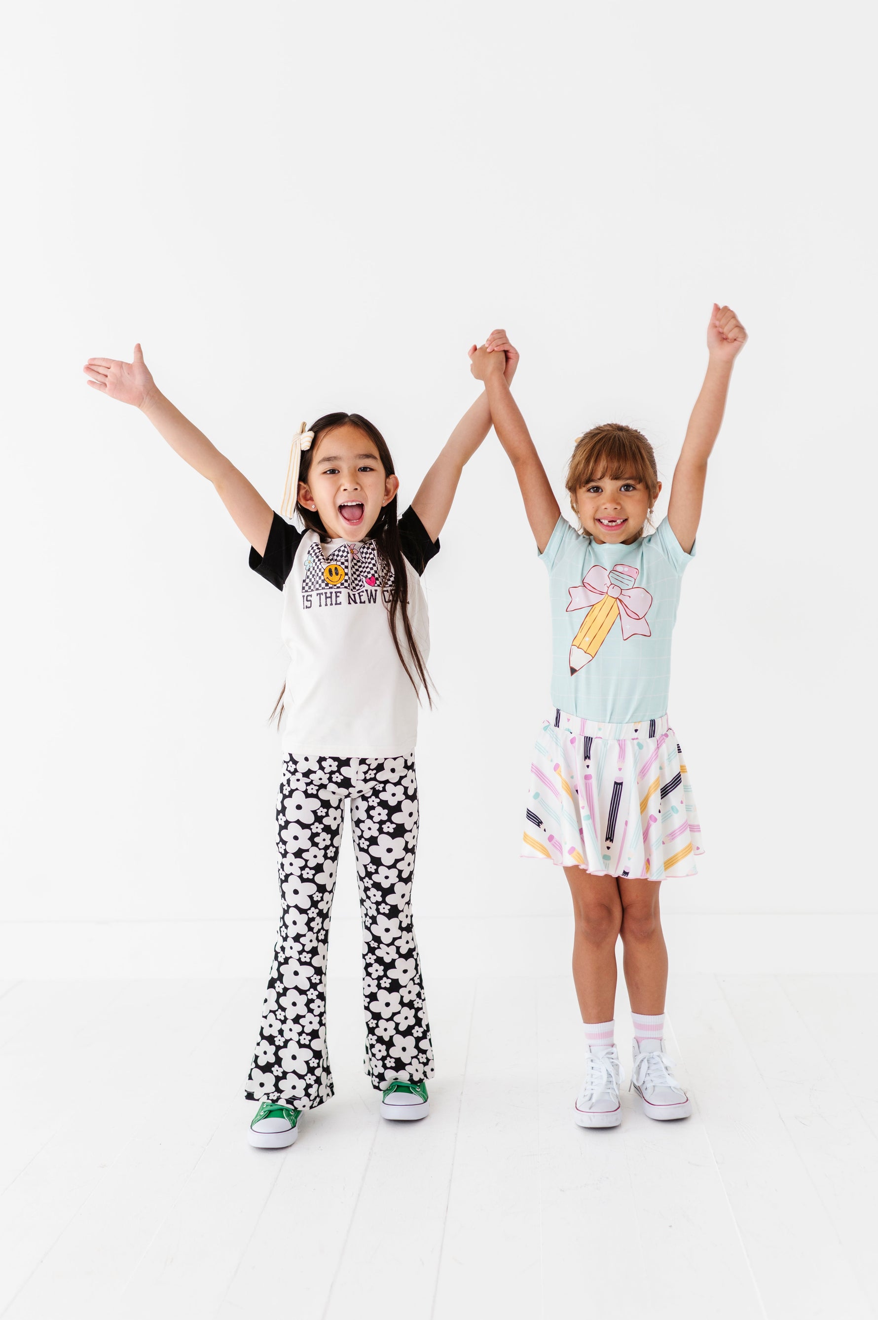 Retro Black and White Floral Flares - By Baano