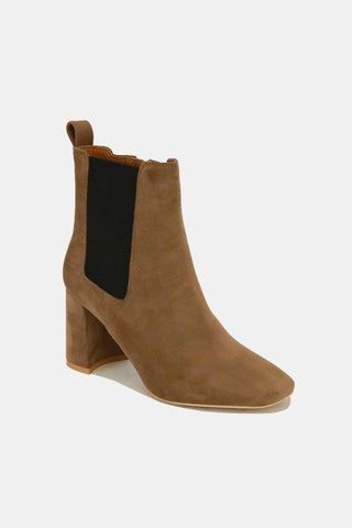 Mayfair Faux Suede Block Heel Chelsea Boots with Elastic Side Panel - By Baano