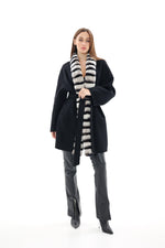 Genuine  French Orylag Fur Italian Cashmere Wool Coat 85cm