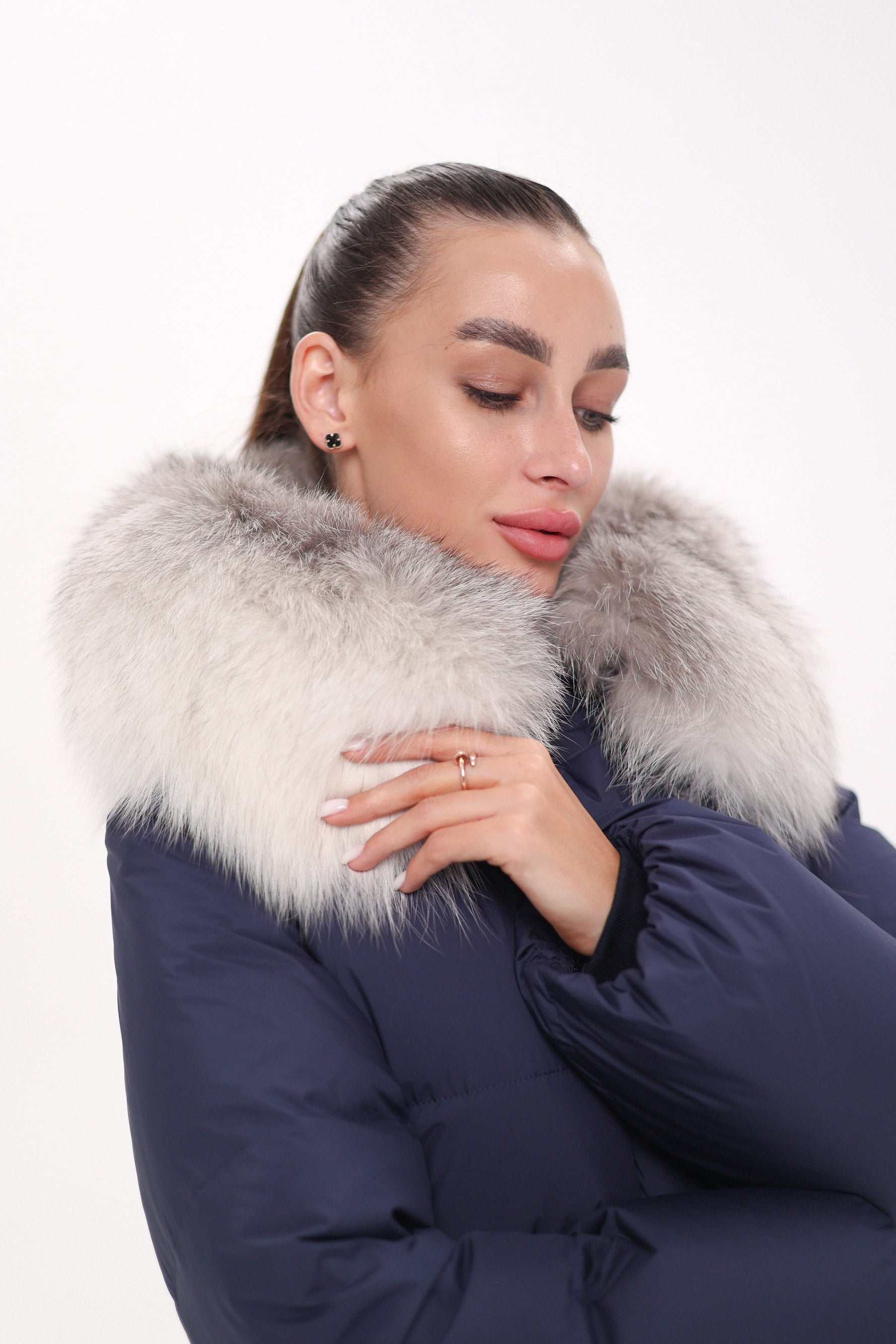 Genuine Silver Fox Down Fill Coat