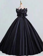 Elegant Black Strapless Satin Ball Gown | Women's Prom & Evening Dress