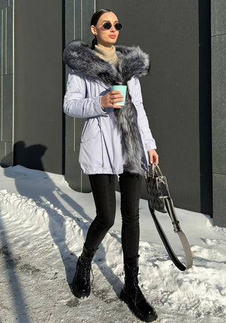 Genuine Silver Fox Fur Trim Rabbit Fur Insulated Parka - By Baano