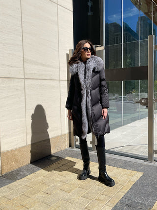Amandine Genuine Silver Fox Down Parka - By Baano