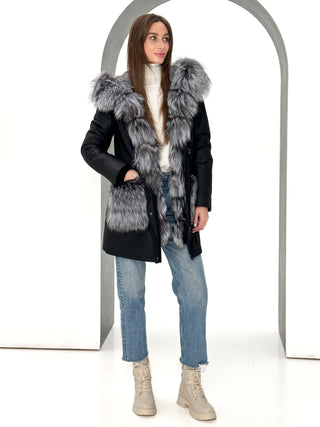 Genuine Silver Fox Fur Rabbit Fur Insulated Parka - By Baano