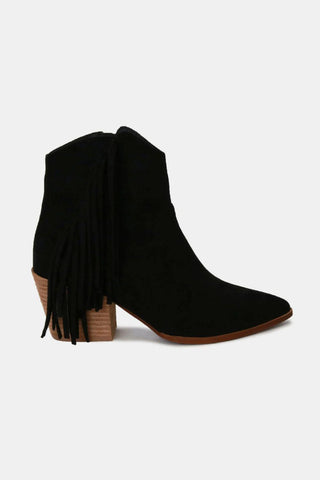 MayFair Suede Fringe Point Toe Ankle Boots - By Baano