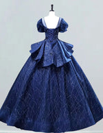 Girls' Navy Sequin Tulle Ball Gown | Scoop Neck Prom & Evening Dress