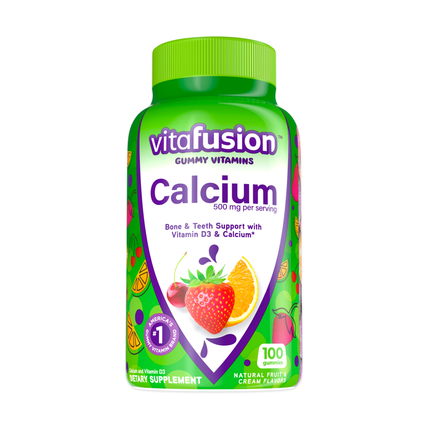 Vitafusion Gummy Vitamins Calcium Natural Fruit & Cream Flavors Dietary Supplement
