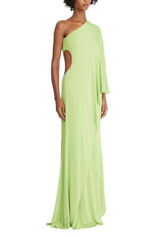 Halston One Shoulder Column Cascade Jersey Gown - By Baano