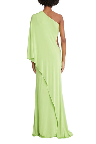 Halston One Shoulder Column Cascade Jersey Gown - By Baano