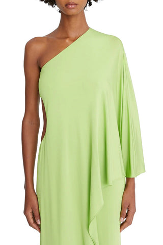 Halston One Shoulder Column Cascade Jersey Gown - By Baano