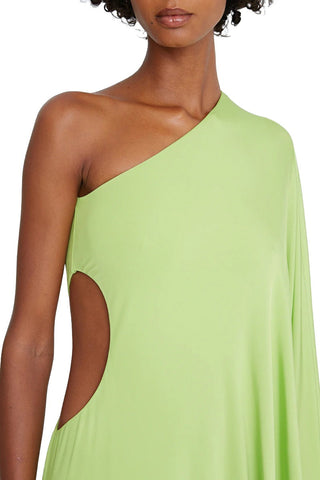 Halston One Shoulder Column Cascade Jersey Gown - By Baano