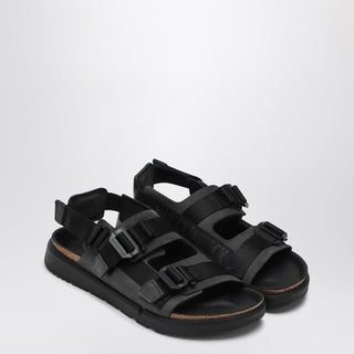 Black Shinjuku Sandal In Natural Leather And Tissue - By Baano