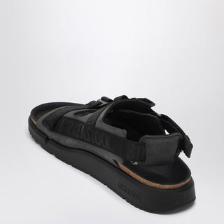 Black Shinjuku Sandal In Natural Leather And Tissue - By Baano