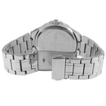 Womens 40mm Round Silver-Tone Crystal Accented Bracelet Watch Peugeot Watches