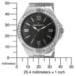 Womens 40mm Round Silver-Tone Crystal Accented Bracelet Watch Peugeot Watches