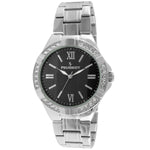 Womens 40mm Round Silver-Tone Crystal Accented Bracelet Watch Peugeot Watches
