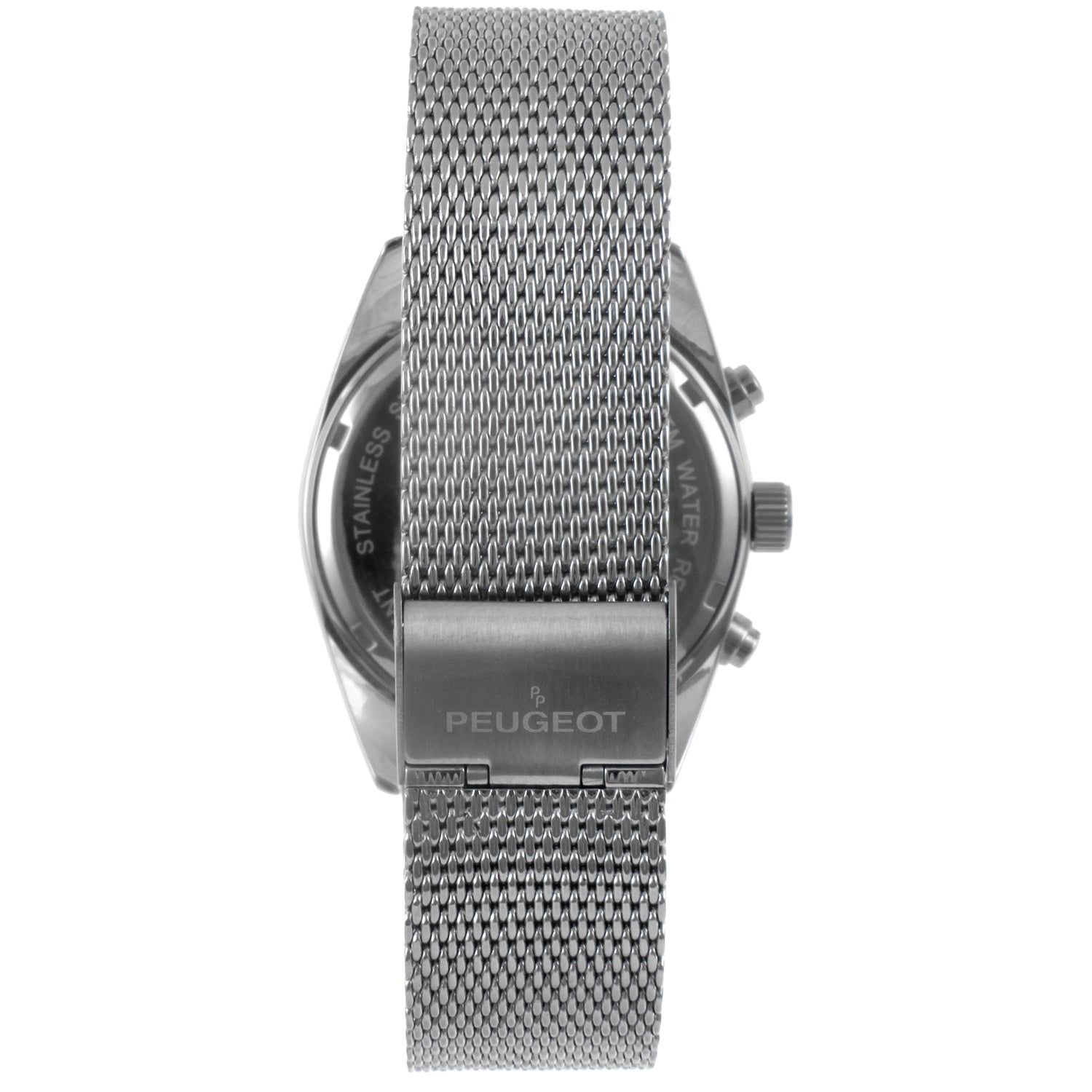 Men's 42mm Silver Multi-Function Steel Mesh Watch Peugeot Watches