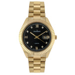 Men's 40mm Black Dial 14K Gold Plated Genuine Diamond Dial Watch