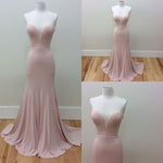 Pink deep v mermaid prom dress,strapless long formal gown evening party dress