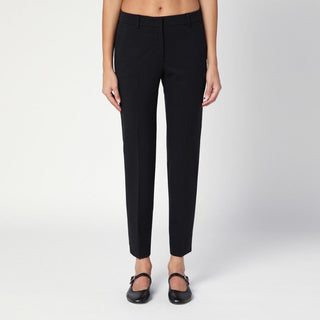 Black Wool Blend Slim Trousers