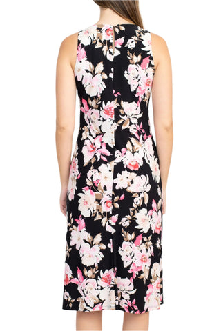 Nine West Crew Neck Sleeveless Floral Print A-Line ITY Dress - By Baano