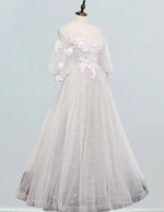 Women's Off-Shoulder Tulle Prom Gown with Lace Applique, Elegant Evening Dress