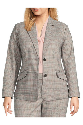 Kasper Notched Collar Button Closure Long Sleeve Crepe Blazer (Plus Size) - By Baano