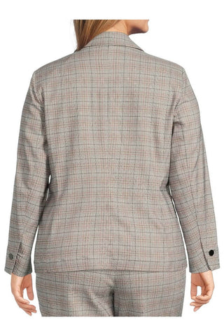 Kasper Notched Collar Button Closure Long Sleeve Crepe Blazer (Plus Size) - By Baano