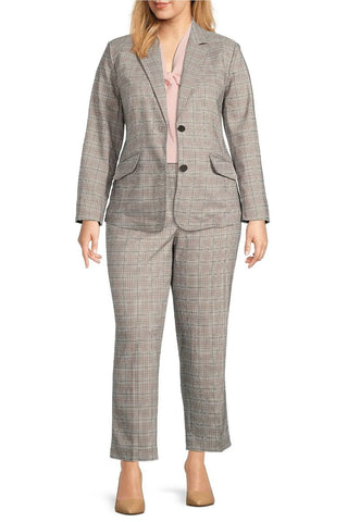 Kasper Notched Collar Button Closure Long Sleeve Crepe Blazer (Plus Size) - By Baano